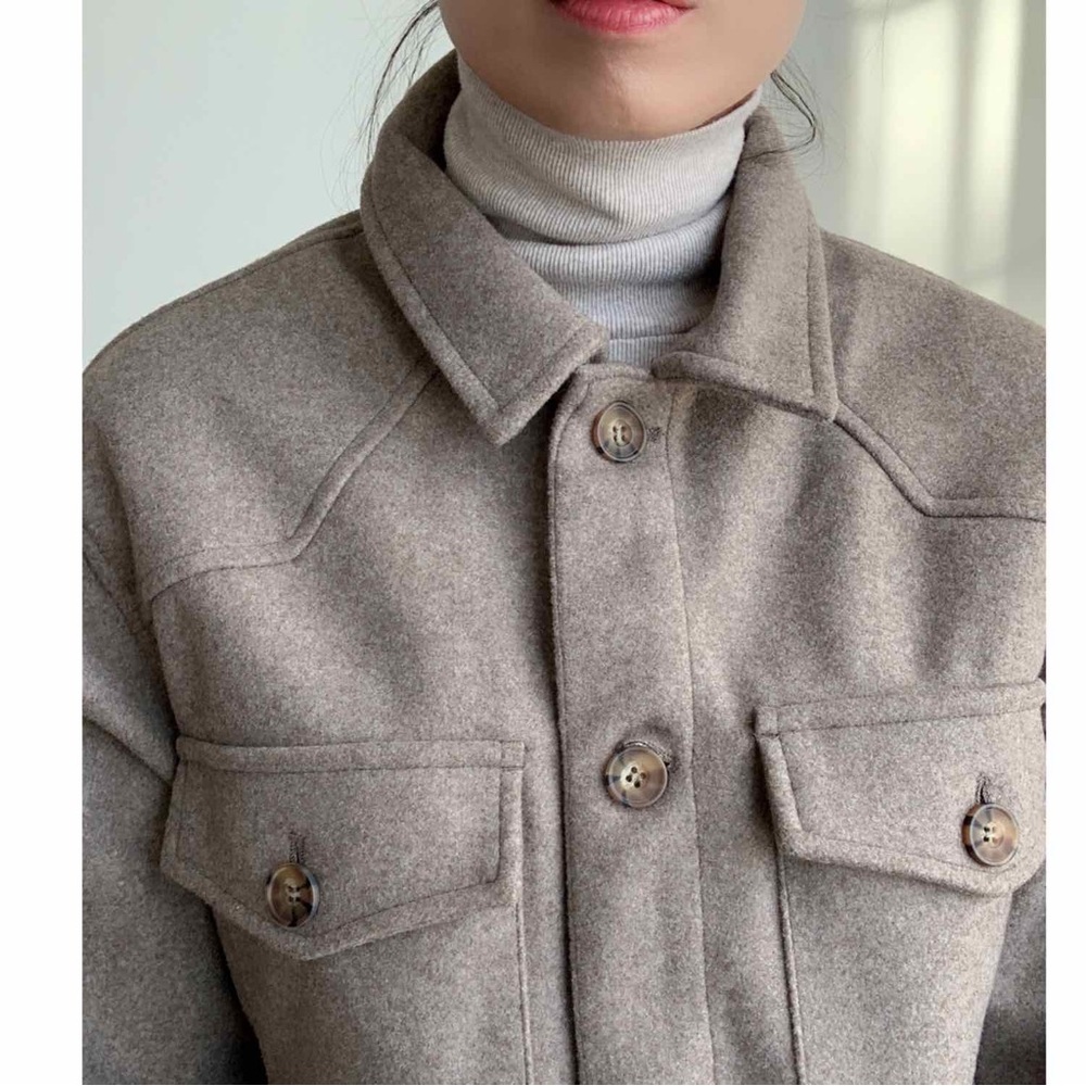 THE CASHMERE LIKE BUTTON DOWN SHACKET - FAWN - Picture 12 of 12